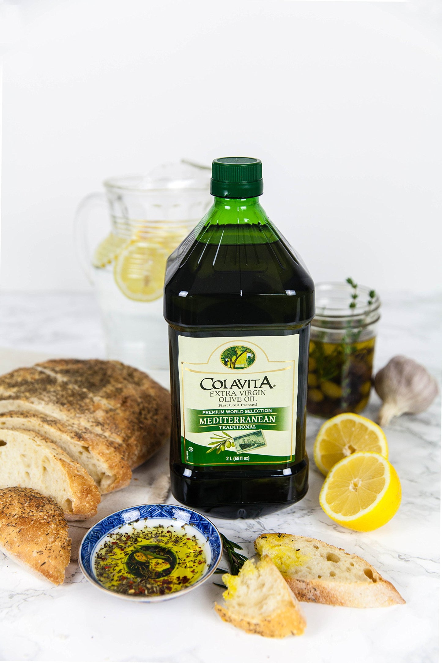 Mediterranean Extra Virgin Olive Oil, 68 Oz Plastic Jug - Cold Pressed Italian Import by Colavita