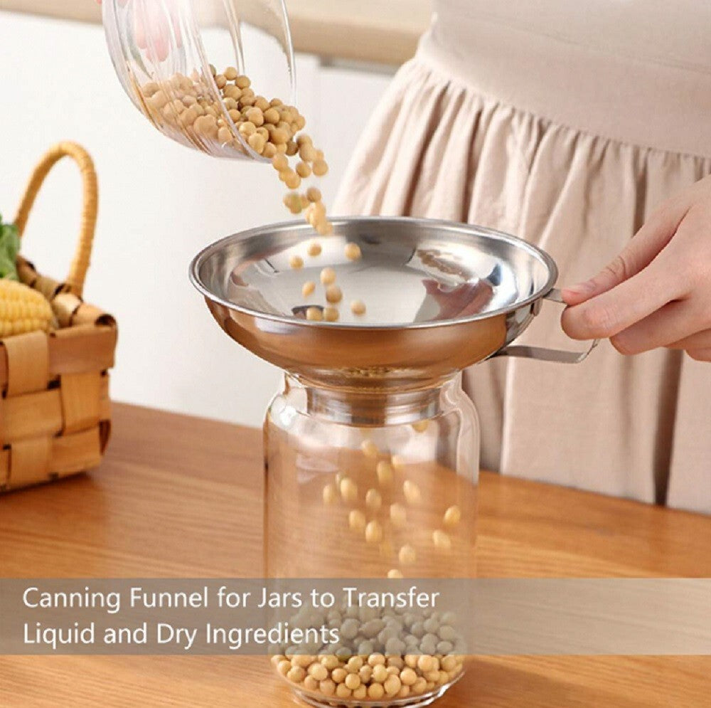 2-Piece Stainless Steel Canning Funnel Set for Mason Jars – Wide Mouth Funnel