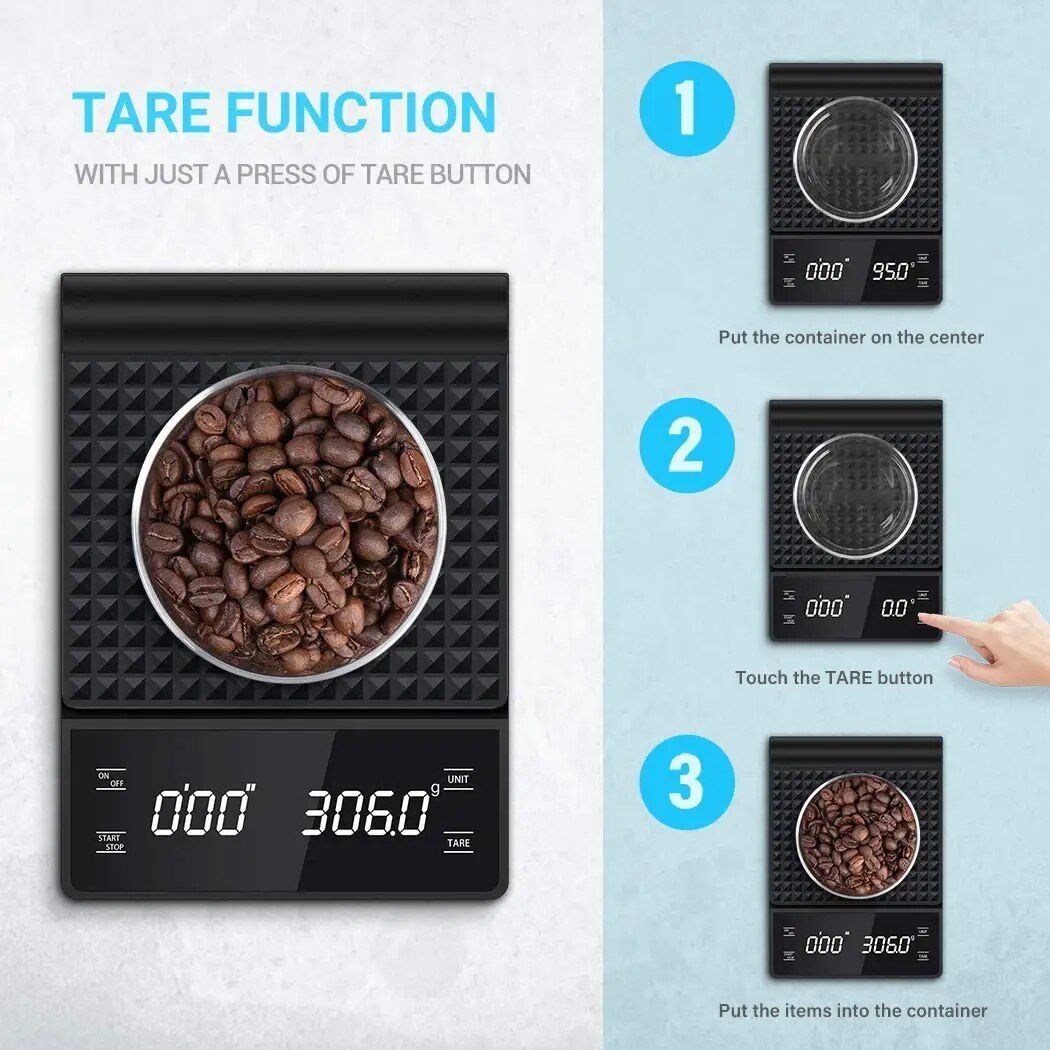 Digital Kitchen & Coffee Scale with Precision Timer