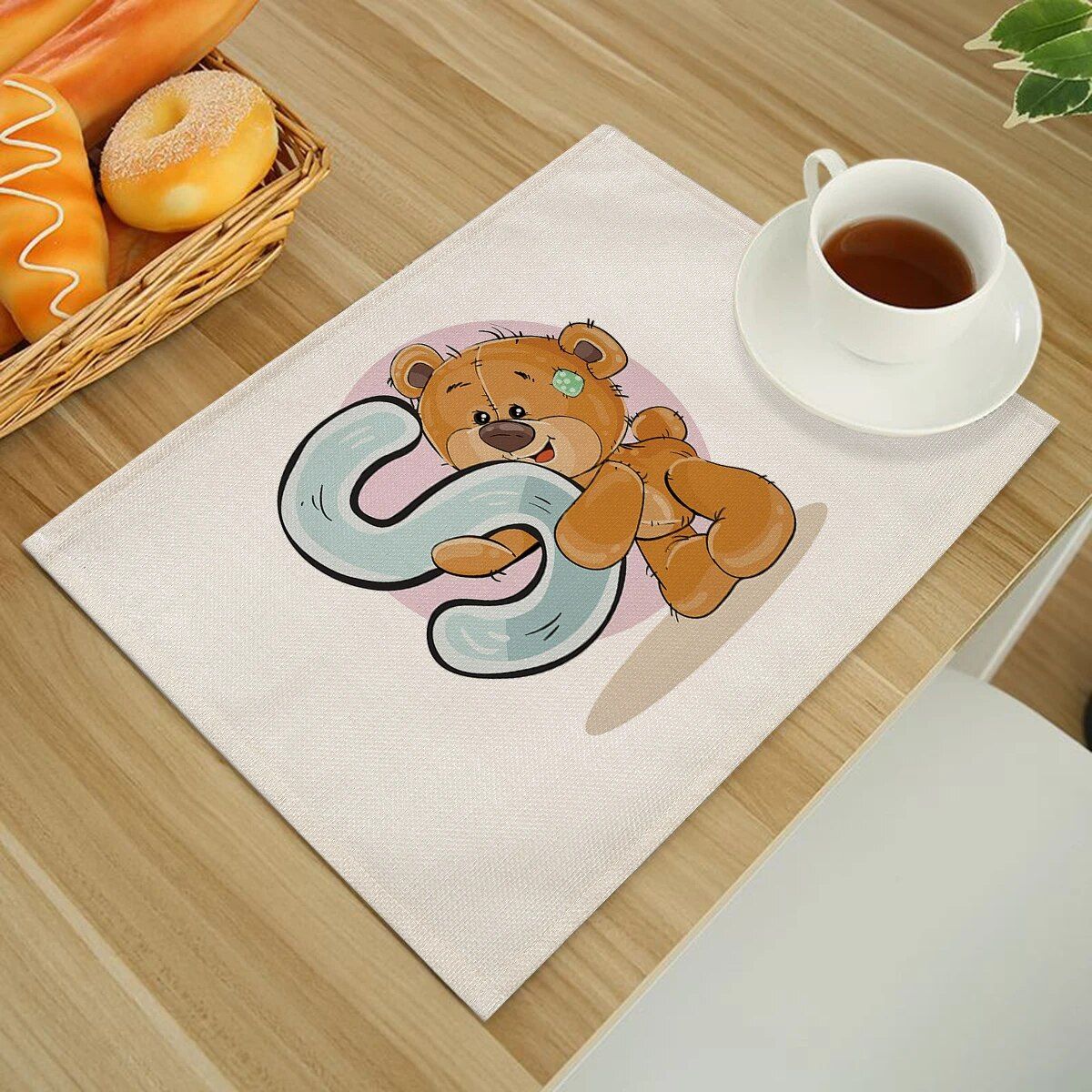 Cute Cartoon Animal Bear Kitchen Placemat for Children