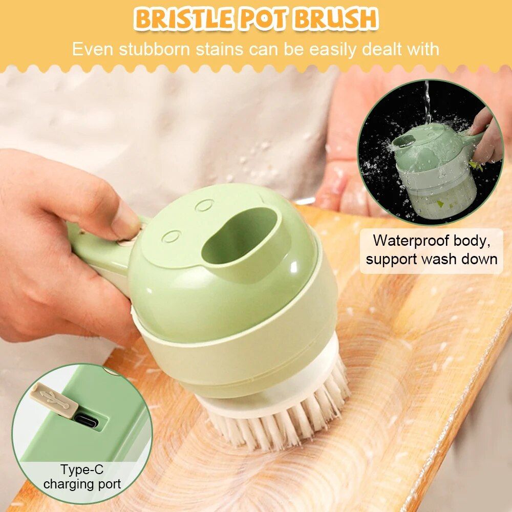 Electric 4-in-1 Vegetable Cutter & Garlic Masher - USB Rechargeable Kitchen Gadget