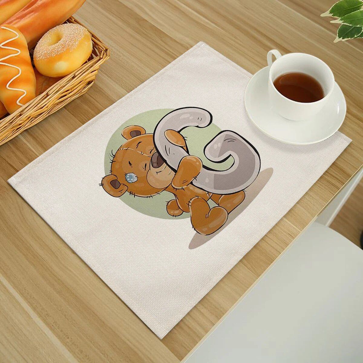 Cute Cartoon Animal Bear Kitchen Placemat for Children