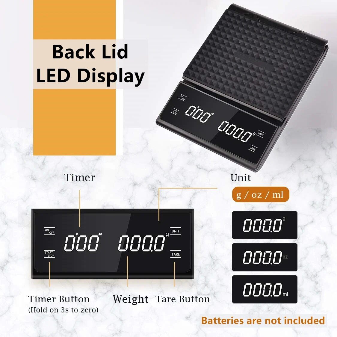 Digital Kitchen & Coffee Scale with Precision Timer