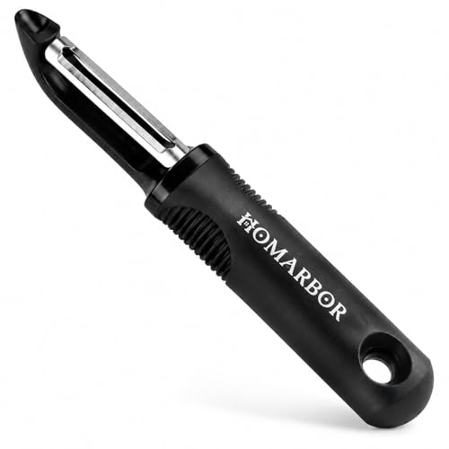 Black Premium Vegetable Peeler | Ultra-Sharp Swivel Stainless Steel Blade | Ergonomic Soft Grip Handle | Mango Peeler | 