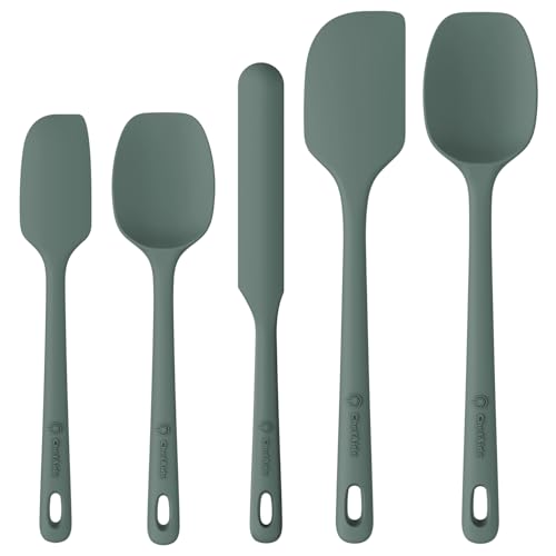 ChefAide 5 Pieces Silicone Spatula Set, Food Grade Rubber Spatula, Upgrade Strong Handle with Ergonomic Grip, Heat Resis