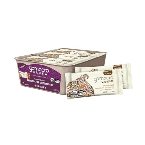 Gomacro, Macrobars Power Peanut Butter Chocolate Chip Organic, 12 Count, 2.4 Ounce