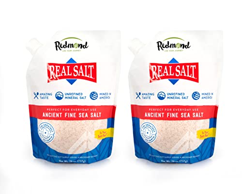 REDMOND Real Sea Salt - Gluten Free Fine, 26 Ounce Pouch (2 Packs)