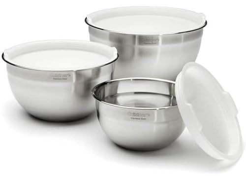 Cuisinart Mixing Bowl Set, Stainless Steel, 3‑Piece Nesting Bowls for Baking, Cooking & Food Prep, CTG-00-SMB
