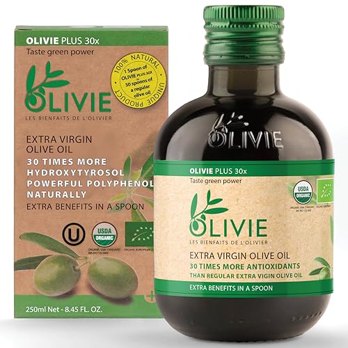 Organic High Polyphenol Extra Virgin Olive Oil, 30x More Hydroxytyrosol, Polyphenols 1250 mg/kg & Antioxidants, Research
