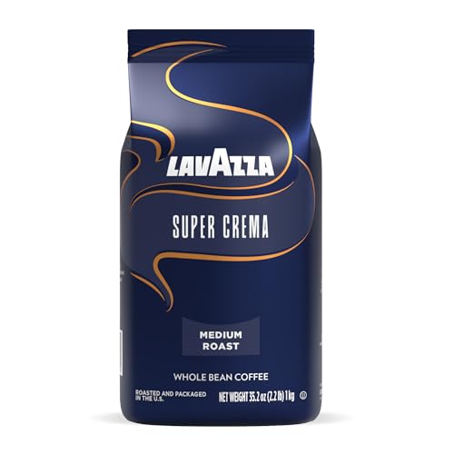 Lavazza Super Crema Whole Bean Coffee, Medium Espresso Roast, Arabica and Robusta Blend, 2.2 lb Bag, Package May Vary (P