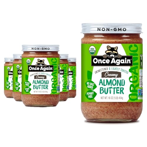 Once Again Creamy Organic Almond Butter No Sugar, Lightly Toasted - Single Ingredient Nut Butter, No Palm Oil, No Salt -