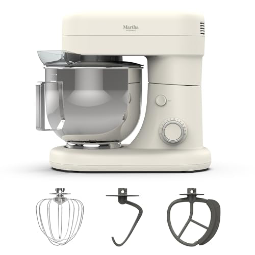 Martha Stewart  Tilt-Head Stand Mixer, 12 Speed, 5.3QT Stainless Steel Bowl, Splash Guard with Pour Chute, Whisk, Dough 
