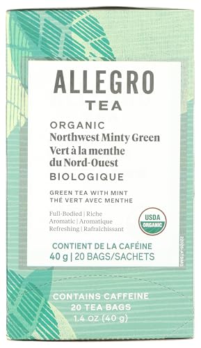 Allegro Tea, Organic Northwest Minty Green Tea Bags, 20 ct