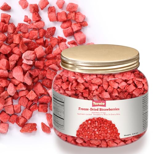 Ternio Premium Freeze Dried Strawberries -8.8oz/250g - Large Pieces 8 * 8mm - 100% Natural Fruit - Healthy Freeze Dried 