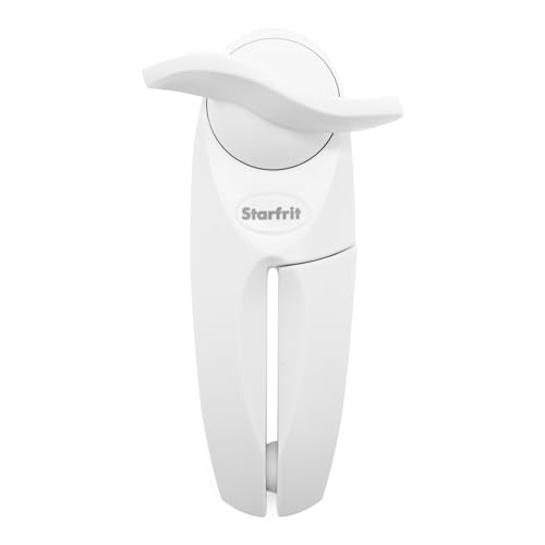 Starfrit Little Beaver Can Opener, Safe, Holds Lid and Leaves No Sharp Edges on Lid, Comfort Grip, 3-Year Warranty, Whit