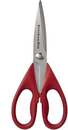 KitchenAid All Purpose Kitchen Shears with Protective Sheath Durable Stainless Steel Scissors, Dishwasher Safe, Soft Gri