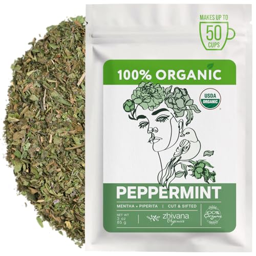 Organic Peppermint Tea Loose Leaf – Clean, Natural Energy Without Caffeine – Dried Mint Herb – Té de Menta Orgánico – Su