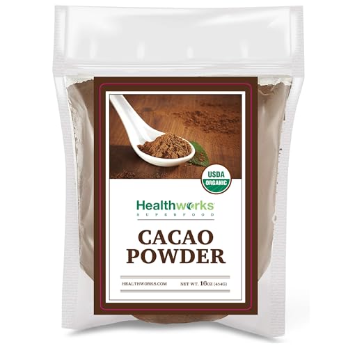 Healthworks Superfoods Organic Cacao Powder - 16 Oz / 1 Lb - Cocoa Chocolate Substitute - Rich Chocolate Flavour - Sugar