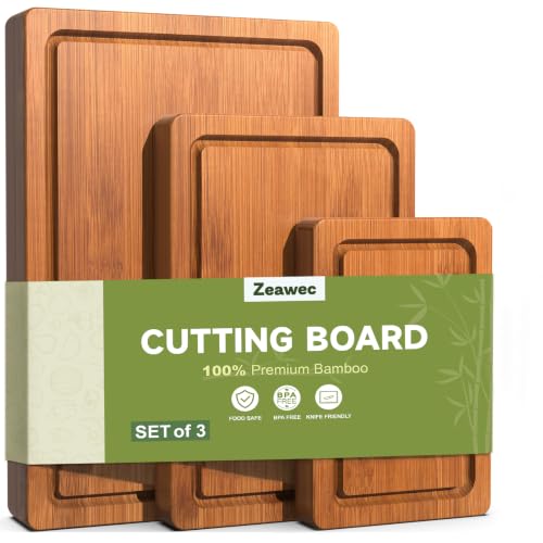 3-Piece Set Deep-Carbonized Bamboo Cutting Board for Kitchen, Carbonized