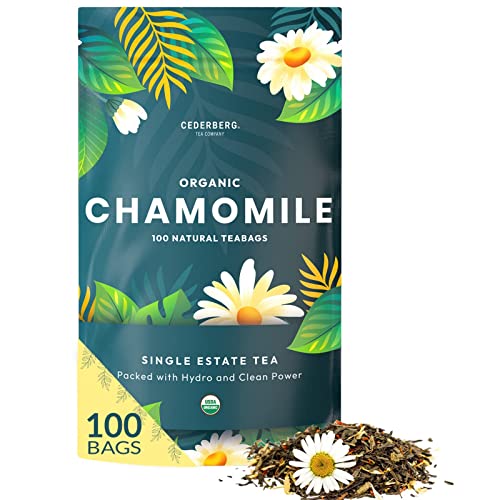 Organic Chamomile Tea — 100 Tea Bags | Organic Herbal Tea From Single Origin | Eco-Friendly Tea Bags | Non-GMO Caffeine 