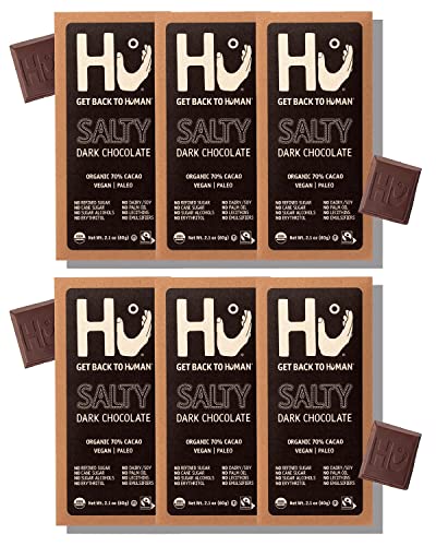 Hu Chocolate Bars | 6 Pack Salty Chocolate | Natural Organic Vegan, Gluten Free, Paleo, Non GMO, Fair Trade Dark Chocola