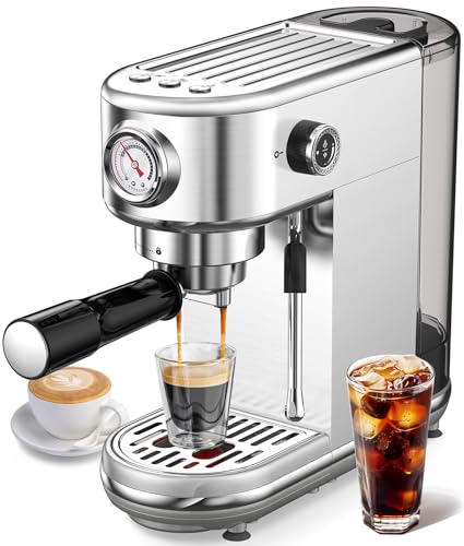 atatix Espresso Machine with Milk Frother, 20 Bar Pressure Espresso Maker, with 44OZ Removable Tank, Compact Stainless S