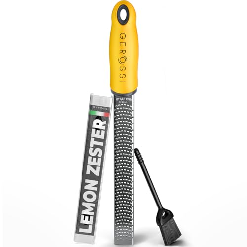 Stainless Steel Cheese and Citrus Zester Grater w/Extra Sharp Blade - Perfect for Lemons, Parmesan, Garlic, Chocolate - 