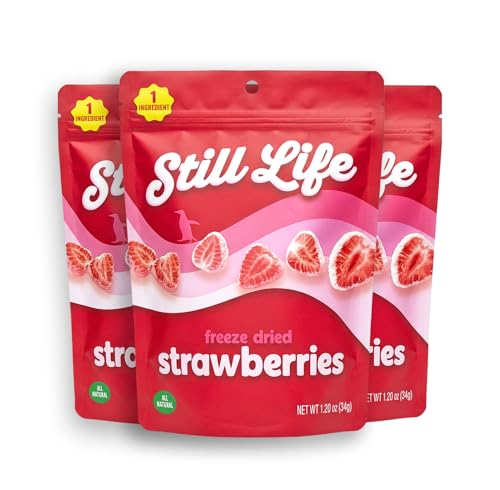 Still Life Freeze-Dried Organic Sliced Strawberries, Real Fruit Snack, Single-Ingredient, No Sugar Added, No Preservativ