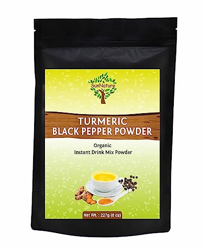 SunNature Turmeric Curcumin (Haldi) with Black Pepper Powder 227g (8 Oz) | Organic Instant Drink Mix | Natural Supplemen
