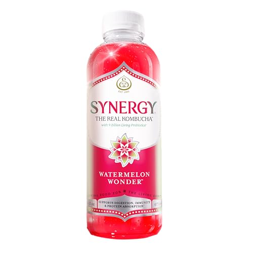 SYNERGY The Real Kombucha - Watermelon Wonder - 16 fl oz Bottle - Raw Probiotic Drink for Gut Health and Immune Support
