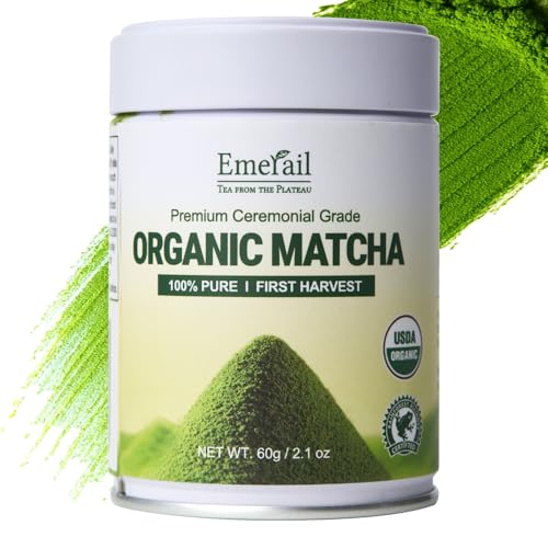 Emerail Organic Ceremonial Grade Matcha, Premium First Harvest Matcha Green Tea Powder, 100% Pure USDA-Certified, Sugar-