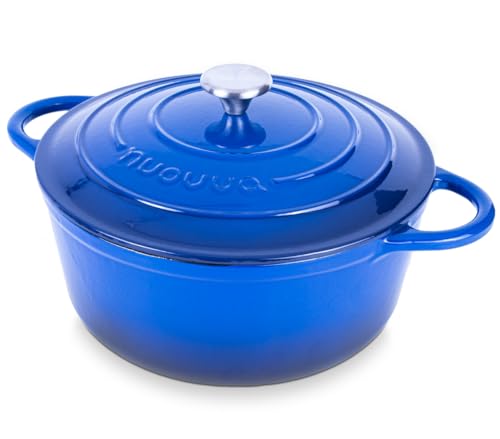 Nuovva Enamelled Cast Iron Dutch Oven Pot with Lid-6.4 Quart Non Stick Casserole Pot-Heavy Duty & Oven Safe up to 500° F