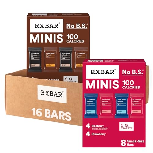 RXBAR Minis Protein Bars, 6g Protein, Gluten Free Snacks, 4-Flavor Variety Pack (2 Boxes, 16 Bars)