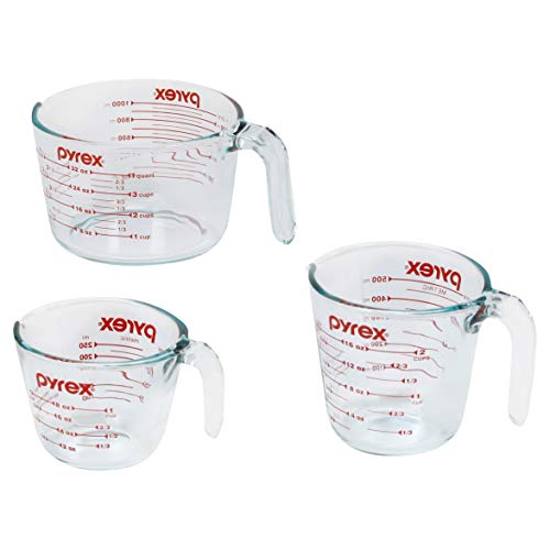 Pyrex Essentials (3-Pack) Glass Measuring Cups Set (1, 2 & 4 Cup)