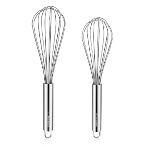 NileHome Whisk, Stainless Steel Wisk Set 8" 10" Kitchen Whisk Wisking Tool Kitchen Wisk Wire Whisks for Cooking, Whiskin