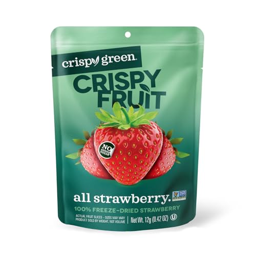 Crispy Green Freeze-Dried Strawberry Fruit Snacks, 0.42 Oz (Pack of 12), 100% Pure Fruit, All-Natural, No Added Sugar, S
