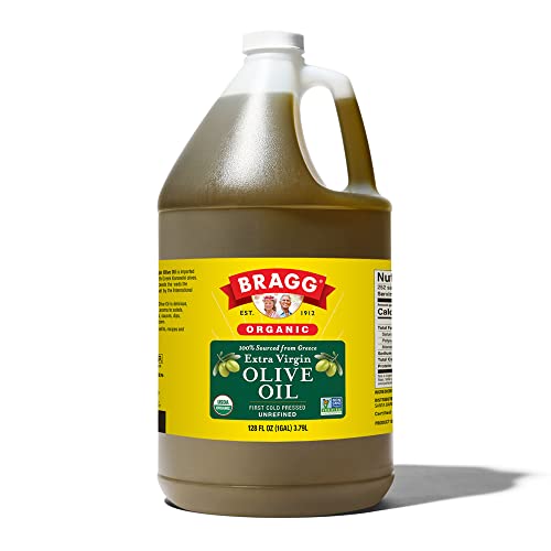 Bragg Organic Extra Virgin Olive Oil – Made with Greek Koroneiki Olives – Cold Pressed EVOO for Marinades & Vinaigrettes