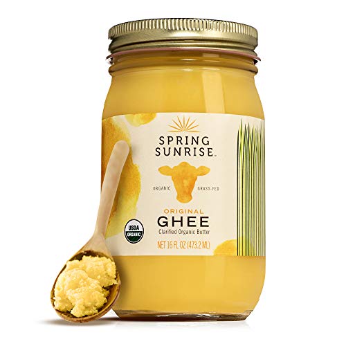 Spring Sunrise Organic Grass-Fed Ghee 16 oz, USDA Certified Clarified Butter, Keto & Paleo Friendly Cooking Oil, Non-GMO