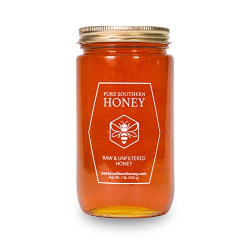 100% Authentic, USA - Made Raw Unfiltered Honey, Made by Pure Southern Honey [ 1 lb] - Unheated - Non - GMO, No Additive