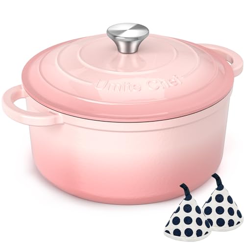 Umite Chef 5QT Enameled Cast Iron Dutch Oven Pot with Lid, Heavy-Duty Cookware for Bread Baking, Braising, Stews, Roasti