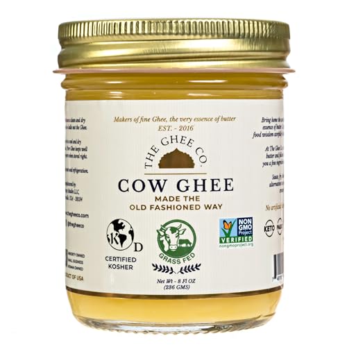 The Ghee Co, Grass fed Ghee, 8 oz, Non GMO,Kosher and Halal, Paleo & Keto friendly, Lactose & Casein Free, Made homestyl