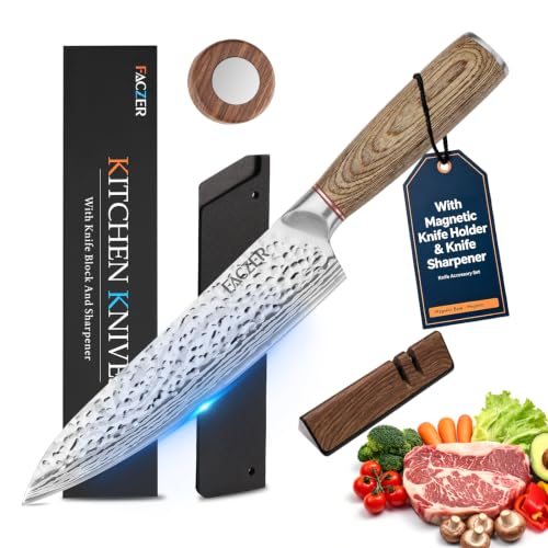 FACZER Chef Knife, 8 Inch High Carbon Stainless Steel Sharp Kitchen Knife