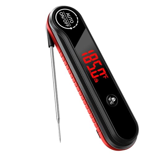 Cooickix 0.3s Instant Read Meat Thermometer, IP67 Waterproof (Red)