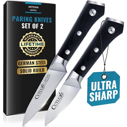 Cutluxe Paring Knife Set, 4" Fruit & 3" Peeling Knives – Razor Sharp