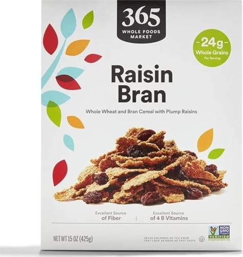 365 by Whole Foods Market, Raisin Bran Cereal, Vegan, Low-Fat, 15 Ounce