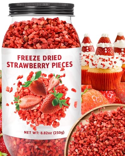 Premium Freeze Dried Strawberries Pieces - 8.82oz 100% Natural Sweet Frozen Strawberrys, No Gluten & No Allergen, Dry St