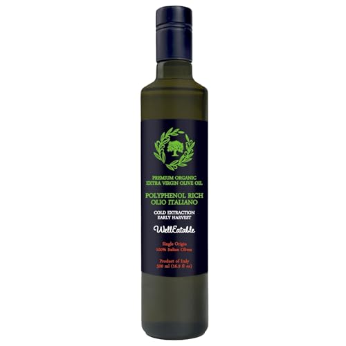 WellEatable High +1,200 mg/kg Polyphenol Rich Olive Oil, Award-Winning Early Harvest, Organic Extra Virgin Olive Oil fro