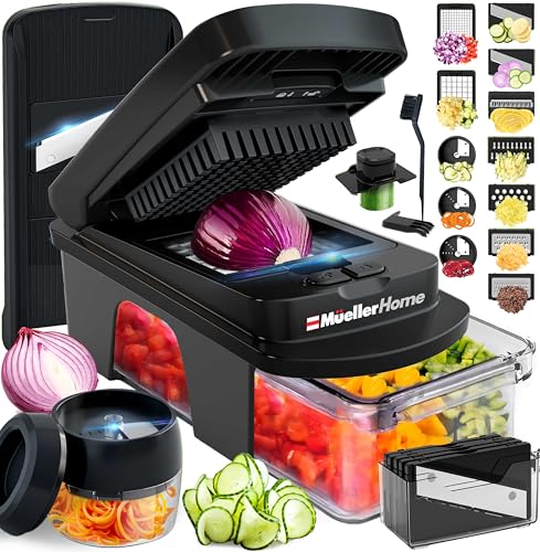 MUELLER HOME ULTIMATE 12 Blade Vegetable Chopper, Mandoline Slicer and Spiralizer, Dicer, Grater, Kitchen Essentials & A