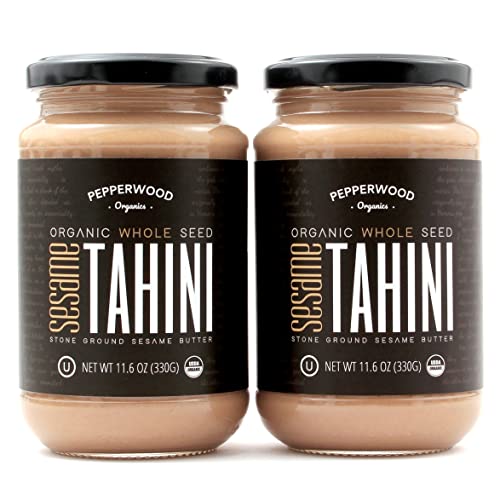 Organic Whole Sesame Tahini Paste - Unhulled & Stone-Ground - Silky Smooth Texture in Hummus, Dips, Dressings - Unsalted