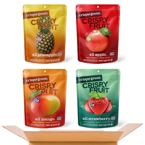 Crispy Green Freeze-Dried Fruit Snacks Favorite Flavors Variety Pack, Pack of 16, 100% Pure Fruit, All-Natural, No Added